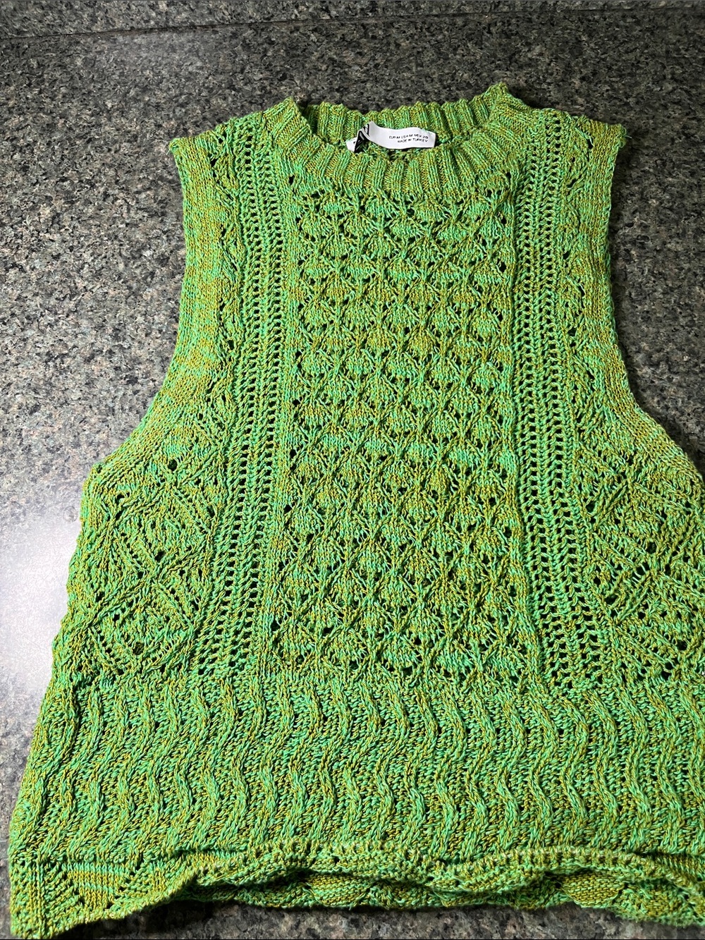 Zara Green Cable Knit Sleeveless Vest